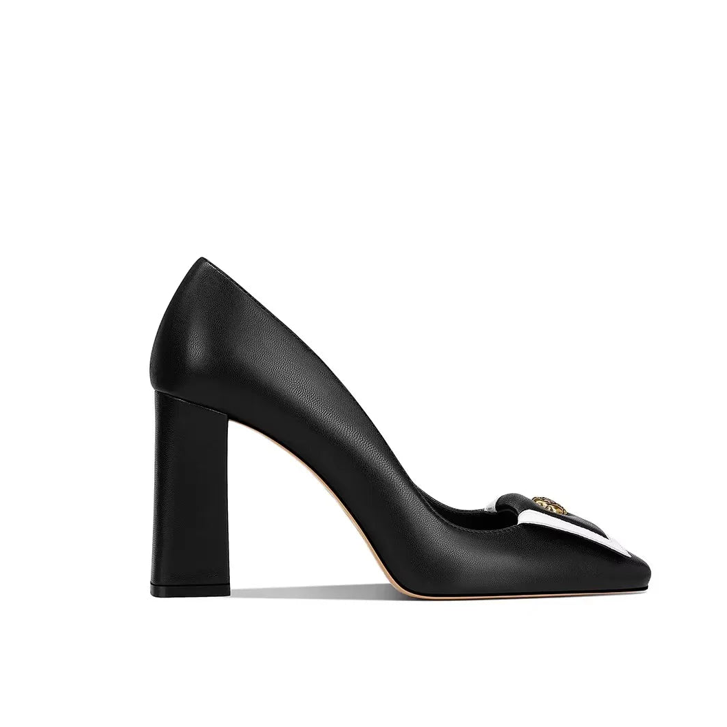 Flower Piece Square Toe Pump Shoes