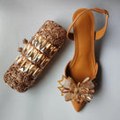 Rhinestone Embellished Matching Clutch Slingback Set