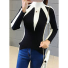 White Star on Black Turtleneck Knit Top