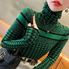 Geometric Pattern Turtleneck Slim-Fit Tops