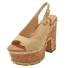 Opened Toe Round Metal Chunky Platform Heels