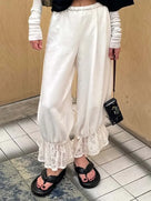White Lace Ruffled Pants