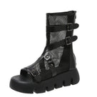 Mesh Cloth Riveted Belt Boots