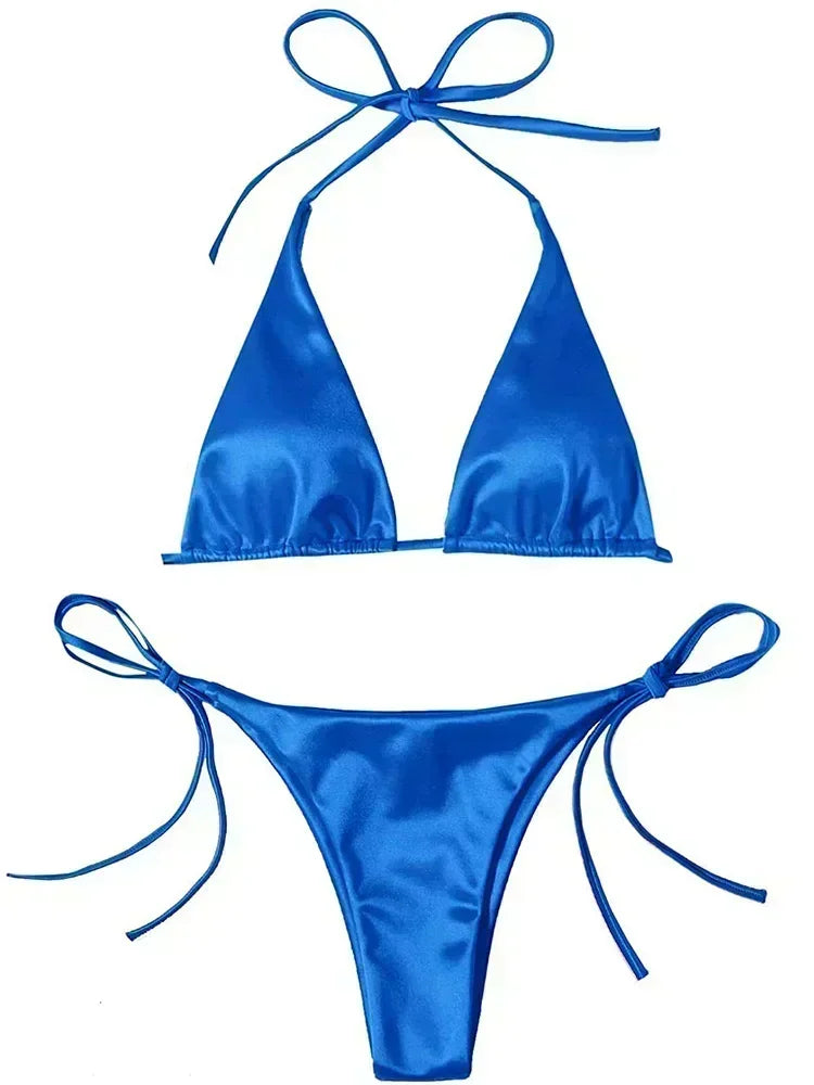 Metallic Satin Two-Pieces Bikini