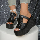 Metallic Woven Upper Wedges Sandals