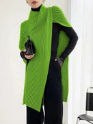 Asymmetric Split-Joint Pullover Sweater