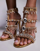 Luxury Rhinestone Tassels Pump Sandals
