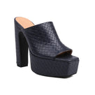 Woven Pattern Wide Strap Pump Shoes