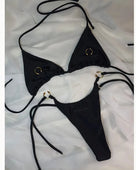 Black Minimalist Ring Decor Bikini