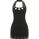 Backless Metal Ring Hollow Mini Dress