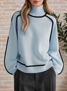 Black Lined Pullover Soft Sweater