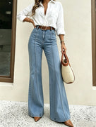 High-Waist Lined Flared Jeans