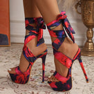 Lace-Up Super High Heels Platform Sandals