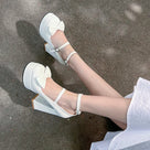 Leather Bow Knot Mary Jane Heels Shoes