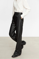 Minimalist Solid Leather Straight Fit Pants
