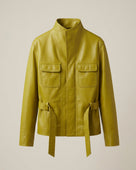 Olive Sashes Faux Leather Jacket