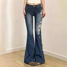 Floral Embroidery Vintage Flared Jeans