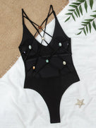 Ribbed Cross Backless One Piece