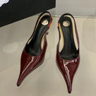 Patent Leather Pointed-Toe Slingback Shoes