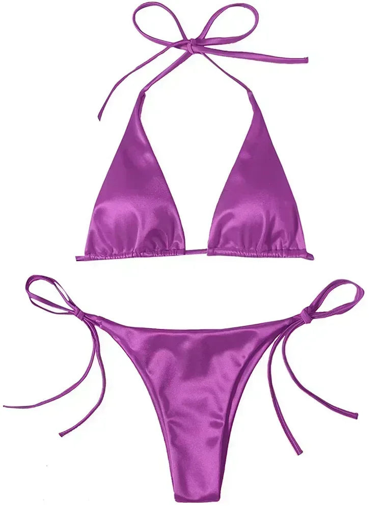 Metallic Satin Two-Pieces Bikini