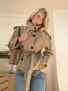 Vintage Belted Cropped Trench Jacket