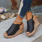 Casual Roman Style Leather Wedges Sandals