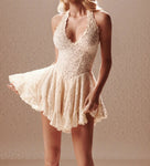 V-Neck Flowy Lace Mini Dress