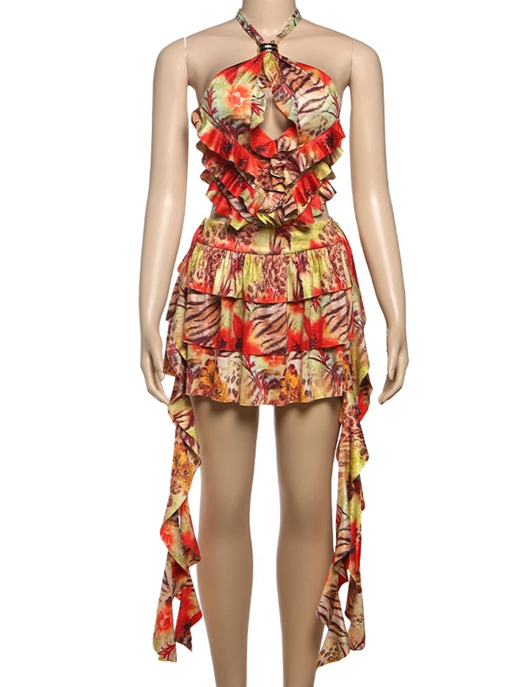 Golden Ember Mini Dress