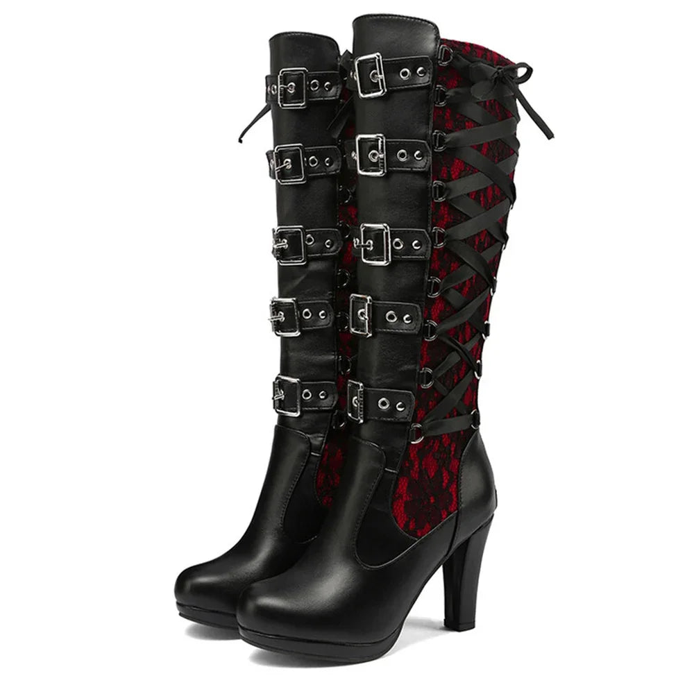 Bold Gothic Flair Knee-High Boots