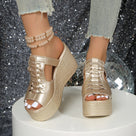 Metallic Woven Upper Wedges Sandals