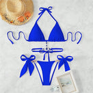 Side String Rhinestones Halter Bikini