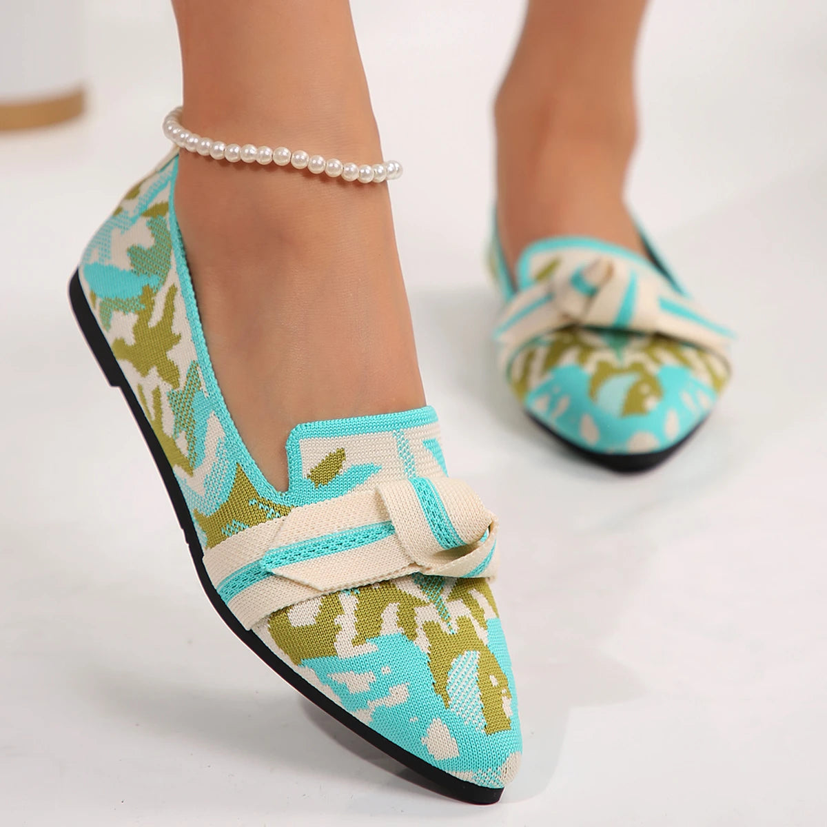 Bow Knot Air Mesh Flat Shoes