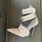 Rivet Buckle Metal Hollow Heels Shoes