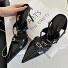 Pointed Toe Leather Mules Pump Shoes