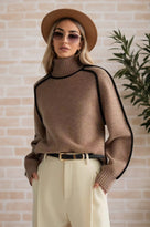 Black Lined Pullover Soft Sweater