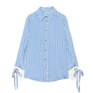 Bow Lace Cuff Striped Shirt