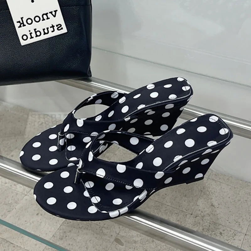 Polka Dot Wedges Heels Sandals