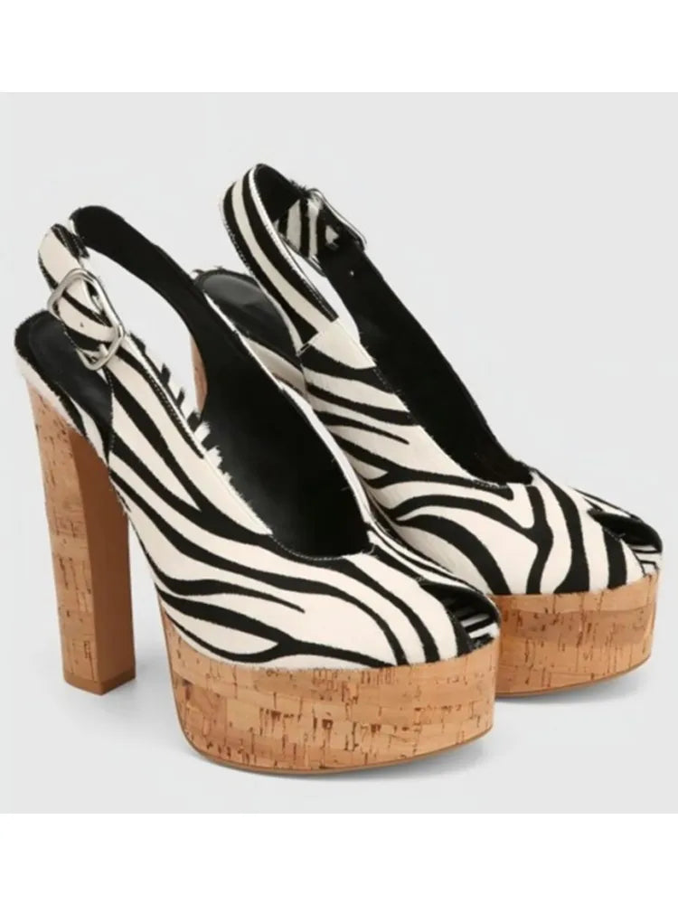 Transparent Upper Square Heels Sandals