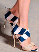 Cross Fabric Stripes Pump Sandals