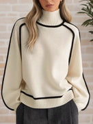 Three-Dimensional Striped Turtleneck Sweater