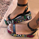 Luxury Colorful Snake Patterned Flat Wedges