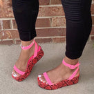 Luxury Colorful Snake Patterned Flat Wedges