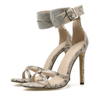 Snake Printed Rhinestone Ankle Strap Heels