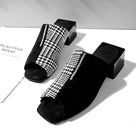 Rome Plaid Slip On Heeled Sandal