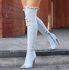 Modern Tassel Jeans Denim Women Over The Knee Boots