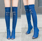 Modern Tassel Jeans Denim Women Over The Knee Boots
