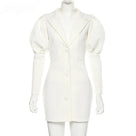 Casual Lantern Sleeve Single Breasted Notched Women Long Blazer