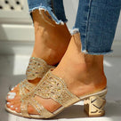 Slip On Leisure Golden Heeled Sandal