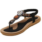 Elastic PU Leather T-Strap Sandal