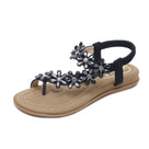 Bohemian Flower Rhinestone Flat Sandal